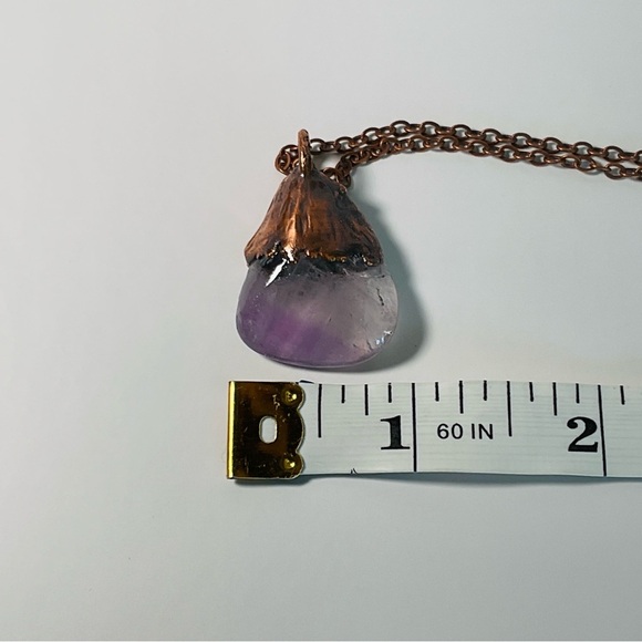 Copper Necklace Amethyst Gem Stone Handmade Jewelry Purple Pendant 18” Chain - Picture 11 of 12